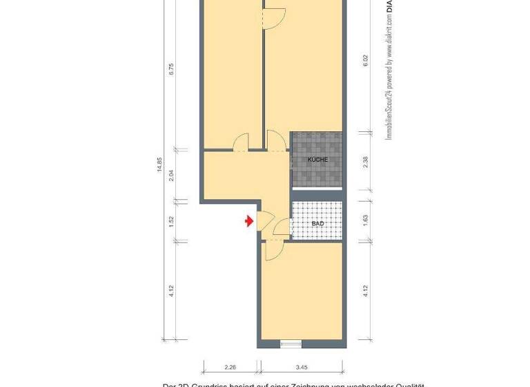 Studio zur Miete 180 € 1 Zimmer 22,2 m² 4. Geschoss frei ab 01.03.2026 In der Wiese 2 Melchendorf Erfurt 99097