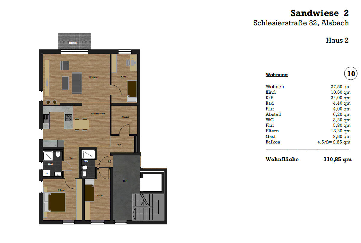 Wohnung zum Kauf 534.000 € 4 Zimmer 111 m²<br/>Wohnfläche 1.<br/>Geschoss Sandwiese Alsbach-Hähnlein / Sandwiese 64665