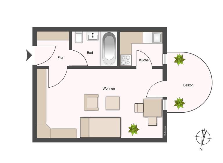 Studio zum Kauf 150.000 € 1 Zimmer 28 m² 1. Geschoss Wanne Tübingen 72076