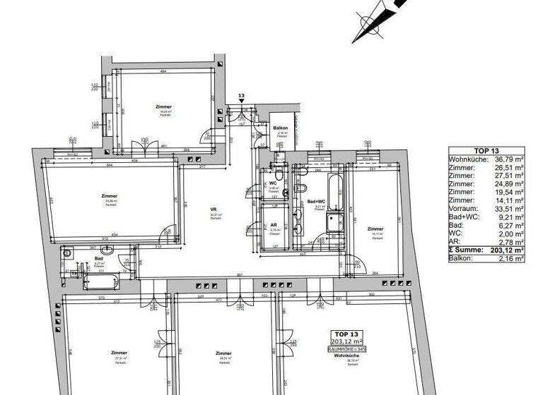 Wohnung zur Miete 3.008 € 6 Zimmer 203 m² 3. Geschoss Wien 1010