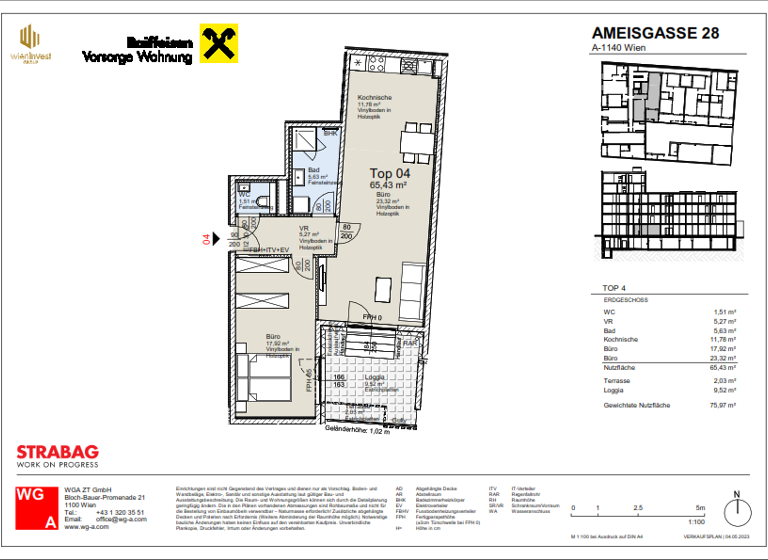 Wohnung zum Kauf 491.600 € 2 Zimmer 65,4 m² EG frei ab sofort Wien 1140