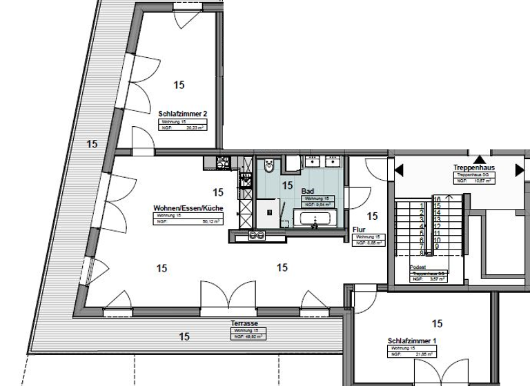 Penthouse zum Kauf - Erstbezug 880.000 € 3 Zimmer 123,2 m² 2. Geschoss Langenbach 85416