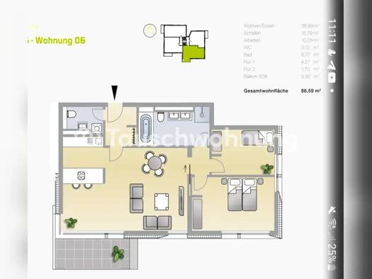 Wohnung zur Miete Tauschwohnung 1.039 € 3 Zimmer 88 m² EG Bornstedt Potsdam 14469