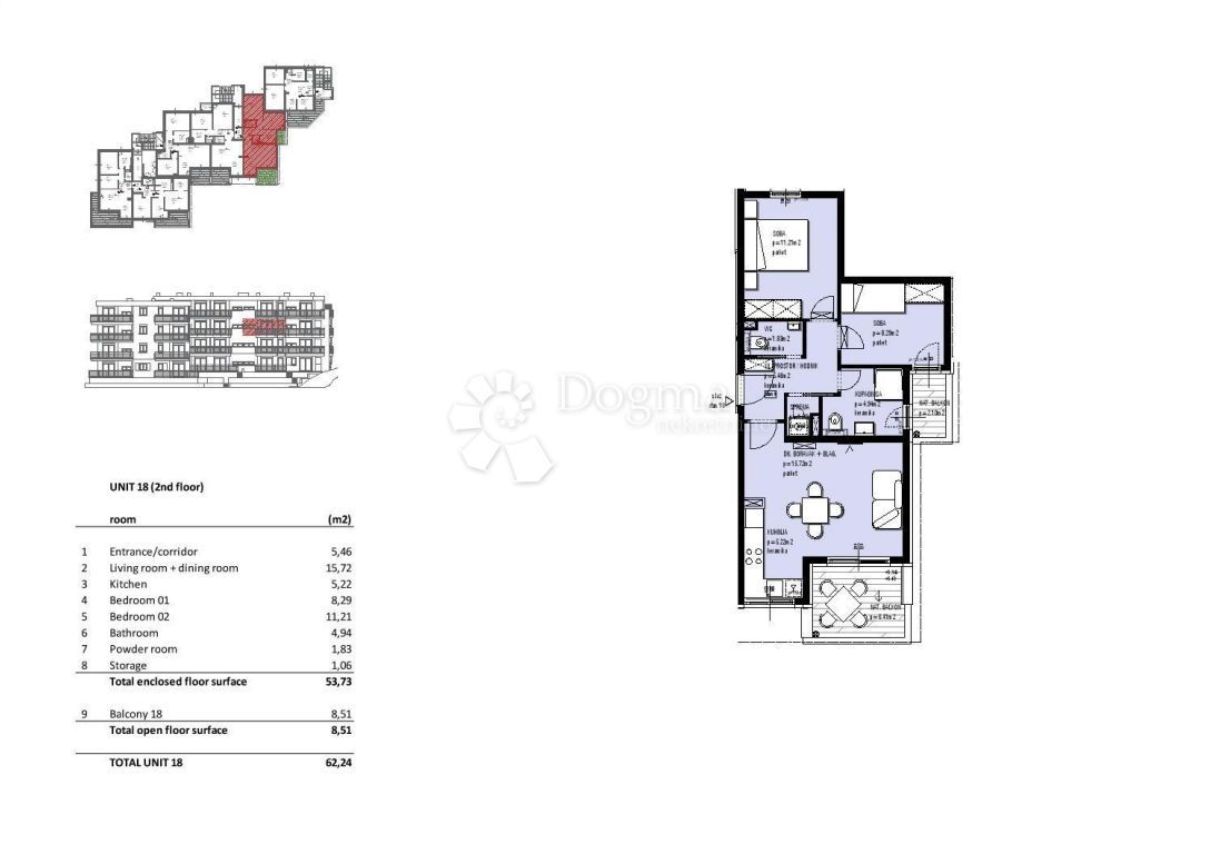 Wohnung zum Kauf 177.000 € 3 Zimmer 60 m²<br/>Wohnfläche 2.<br/>Geschoss Seget Vranjica 21220