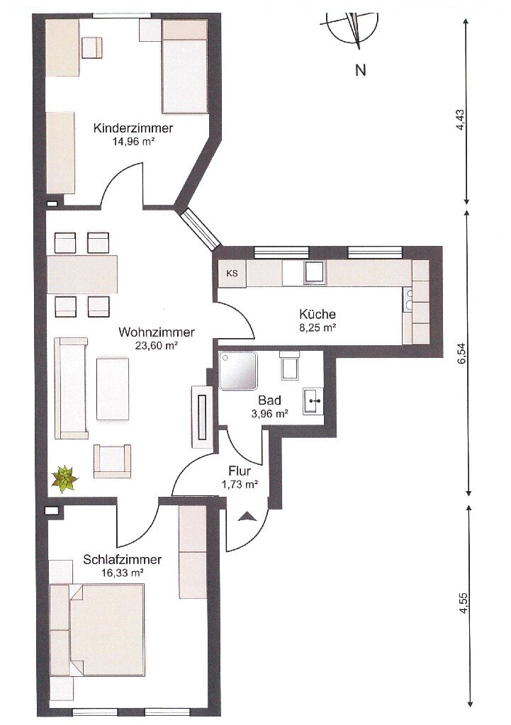 Wohnung zur Miete 480 € 3 Zimmer 69 m²<br/>Wohnfläche 2.<br/>Geschoss 01.02.2025<br/>Verfügbarkeit Werdervorstadt Schwerin 19055