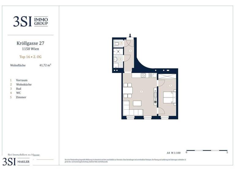 Wohnung zum Kauf - Erstbezug 265.000 € 2 Zimmer 41,7 m² 2. Geschoss Kröllgasse 27 Wien 1150