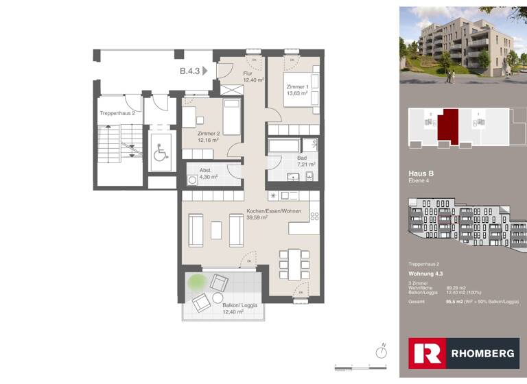 Wohnung zum Kauf - Erstbezug 665.000 € 3 Zimmer 95,5 m² Ostrachweg 10 Halde Kempten (Allgäu) 87439