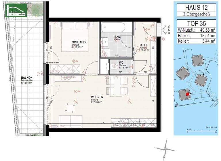 Wohnung zur Miete 548 € 2 Zimmer 49,6 m² 3. Geschoss frei ab 01.03.2026 Olga-Rudel-Zeynek-Gasse 12 Straßgang Graz 8054
