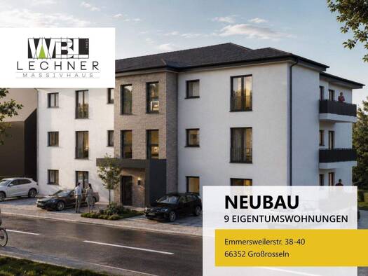 Wohnung zum Kauf - Erstbezug provisionsfrei 297.200 € 5 Zimmer 81,6 m² Geschoss 1/4 Emmersweilerstraße Großrosseln Großrosseln 66352