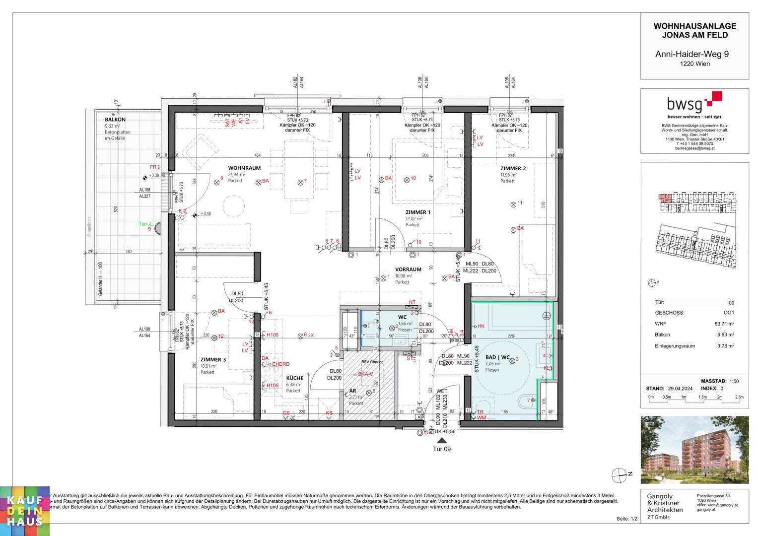 Wohnung zum Kauf 435.295 € 4 Zimmer 83,7 m²<br/>Wohnfläche 01.05.2025<br/>Verfügbarkeit Anni-Haider-Weg 9 Wien 1220