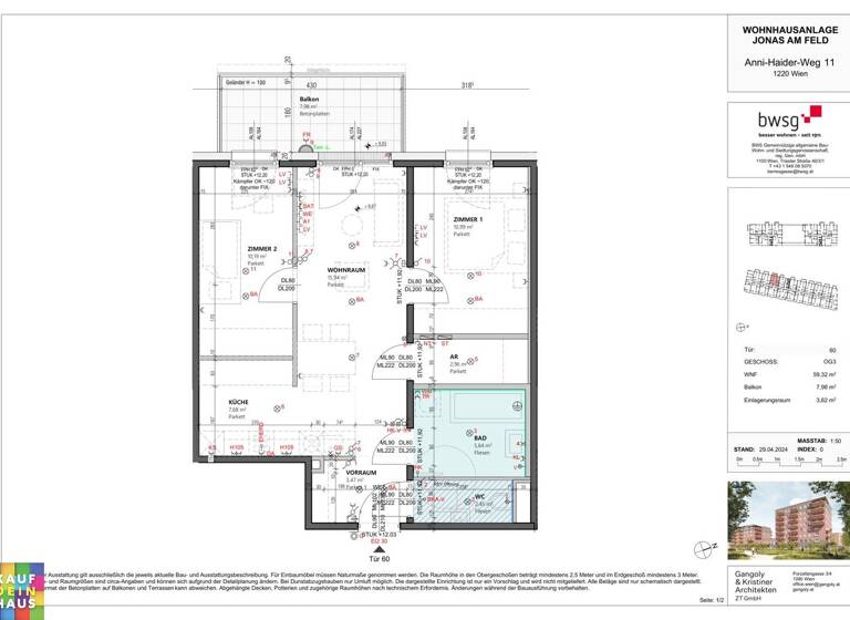 Wohnung zum Kauf - Erstbezug provisionsfrei 347.258 € 3 Zimmer 59,3 m² frei ab sofort Anni-Haider-Weg 11 Wien 1220