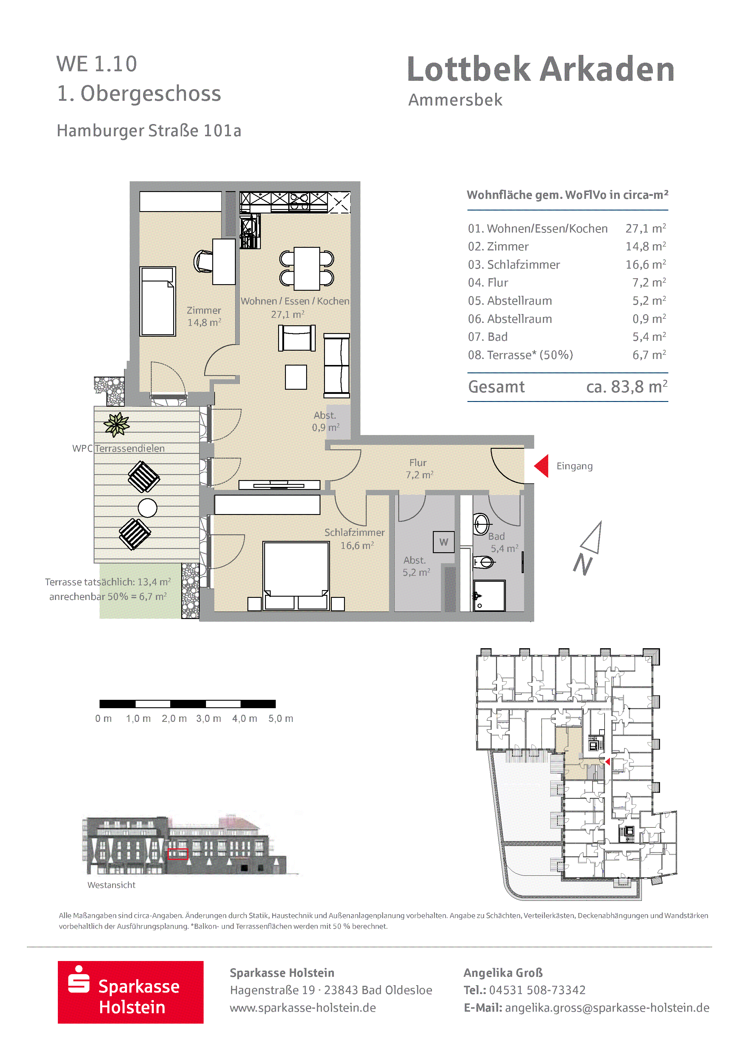 Wohnung zur Miete 1.257 € 3 Zimmer 83,8 m²<br/>Wohnfläche Hamburger Straße 101 Lottbek Ammersbek 22949