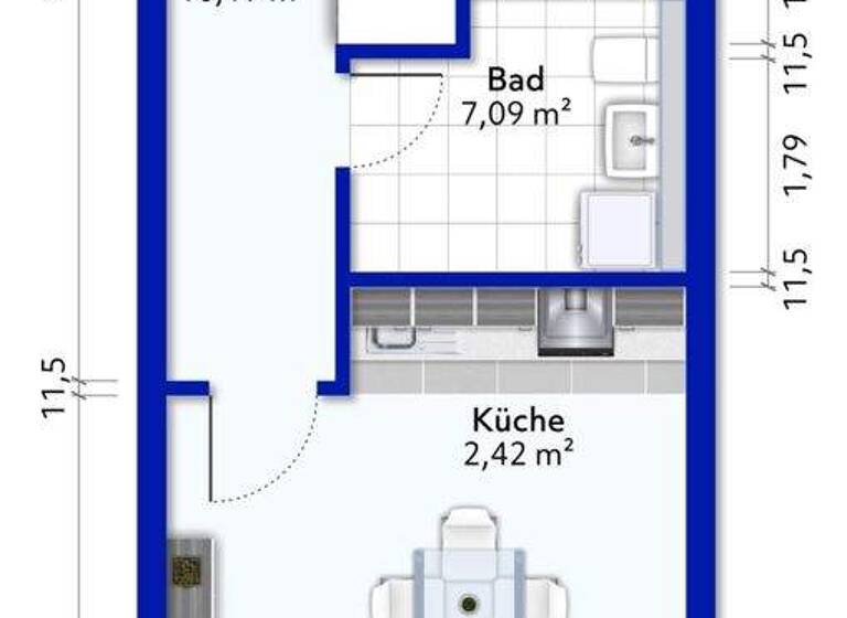 Wohnung zum Kauf 479.000 € 1,5 Zimmer 55,1 m² Uhlenhorst Hamburg 22085