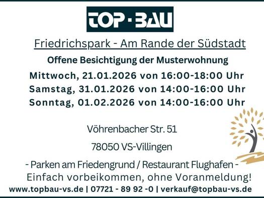 Wohnung zum Kauf - Neubau provisionsfrei 372.950 € 2 Zimmer 70,1 m² Vöhrenbacher Straße 47 Villingen Villingen-Schwenningen 78050