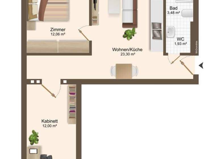 Wohnung zur Miete 999 € 3 Zimmer 53 m² 1. Geschoss Wien, Fünfhaus 1150