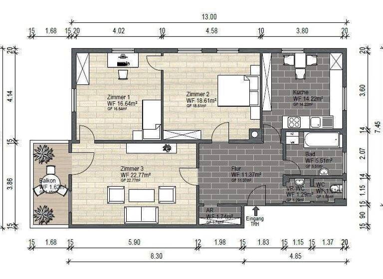 Wohnung zum Kauf 281.000 € 3 Zimmer 95,3 m² 1. Geschoss frei ab sofort Dettingen an der Erms 72581
