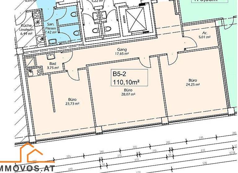 Bürofläche zur Miete 1.200 € 3 Zimmer Wien 15.,Rh-Fh 1150