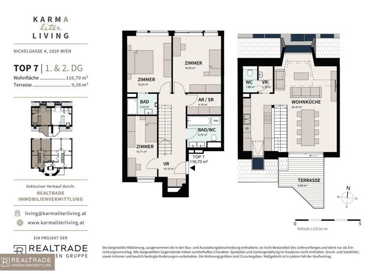 Wohnung zum Kauf - Erstbezug 1.399.000 € 4 Zimmer 116,7 m² 5. Geschoss Nickelgasse 4 Wien 1020