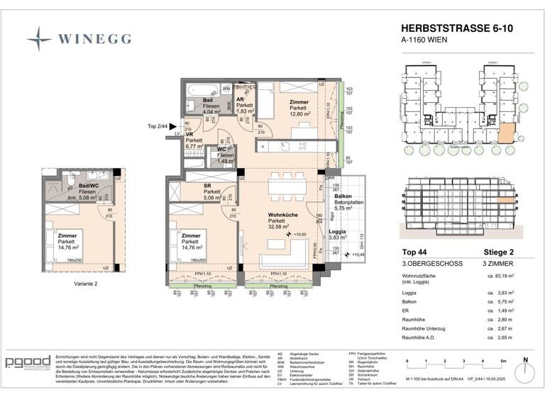 Wohnung zum Kauf - Erstbezug 571.500 € 3 Zimmer 79,3 m² 3. Geschoss Herbststraße 6-10 Wien 1160