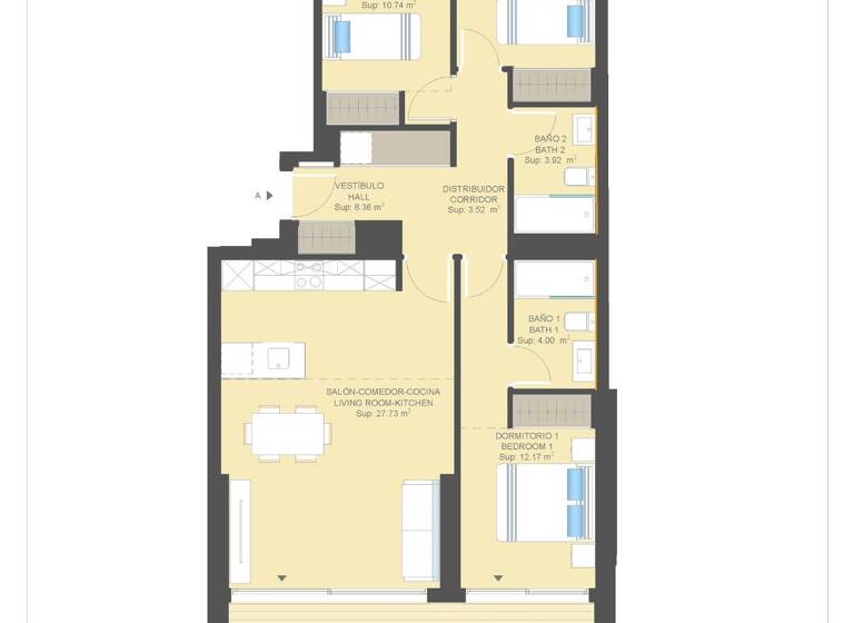 Studio zum Kauf provisionsfrei 351.600 € 4 Zimmer 97 m² Calle miguel de unamuno 17 Orihuela Costa 03189