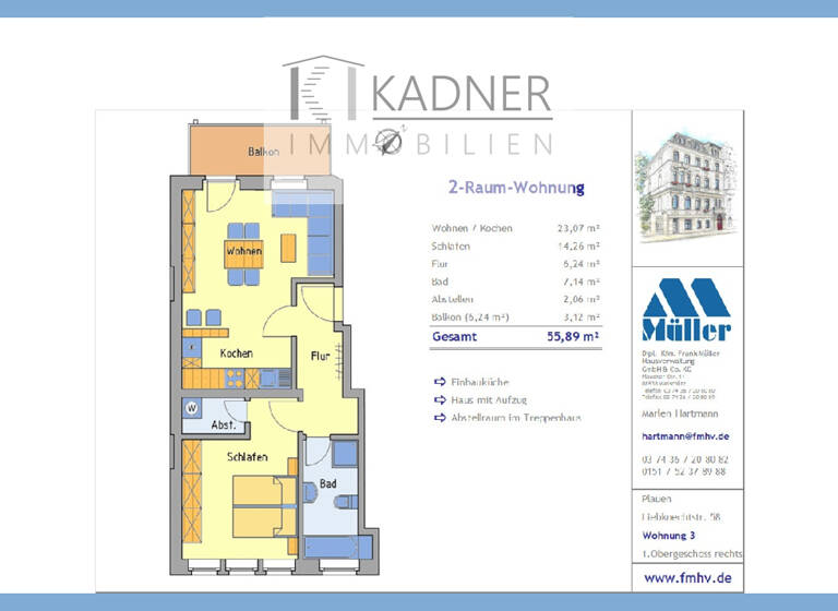 Wohnung zur Miete 375 € 2 Zimmer 55,9 m² 2. Geschoss frei ab 01.06.2026 Liebknechtstr. 58 Westend Plauen 08523
