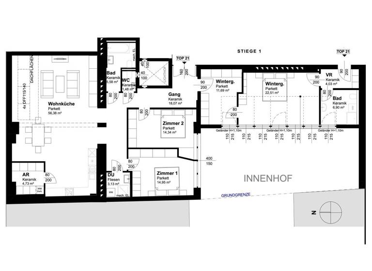 Wohnung zum Kauf 1.299.000 € 3 Zimmer 125,6 m² Wien 1070