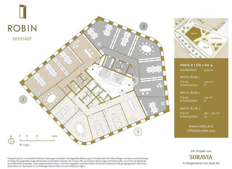 Bürogebäude zur Miete - Erstbezug 15 € 245 m² Bürofläche teilbar ab 219 m² Wien 1220