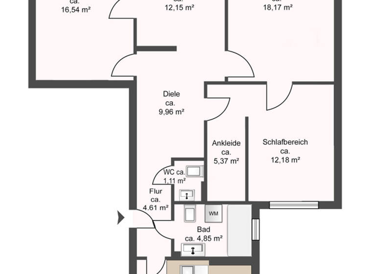 Wohnung zum Kauf 975.000 € 4 Zimmer 98 m² 2. Geschoss St. Georg Hamburg 20099
