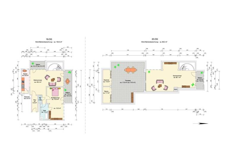 Penthouse zur Miete 1.800 € 3 Zimmer 203 m²<br/>Wohnfläche 19.<br/>Geschoss Kurt-Schumacher-Straße 12 Braunschweig Braunschweig 38102