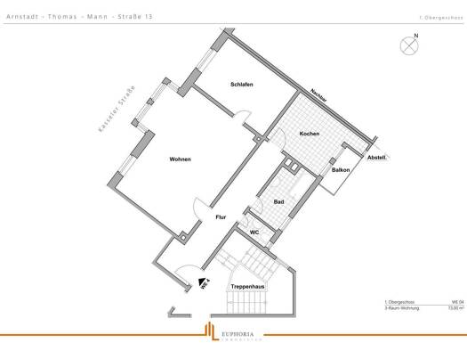 Wohnung zur Miete 630 € 2 Zimmer 73 m² 1. Geschoss frei ab sofort Arnstadt 99310