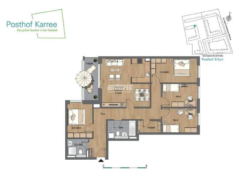 Wohnung zur Miete 1.528 € 5 Zimmer 117,7 m² Krämpfervorstadt Erfurt, Stadt 99085