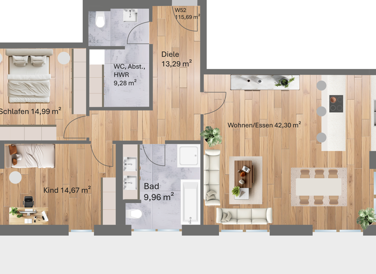 Penthouse zum Kauf - Neubau provisionsfrei 572.600 € 3 Zimmer 115,7 m²<br/>Wohnfläche 2.<br/>Geschoss ab sofort<br/>Verfügbarkeit Kirschfeldstraße 16 Töging Töging a.Inn 84513