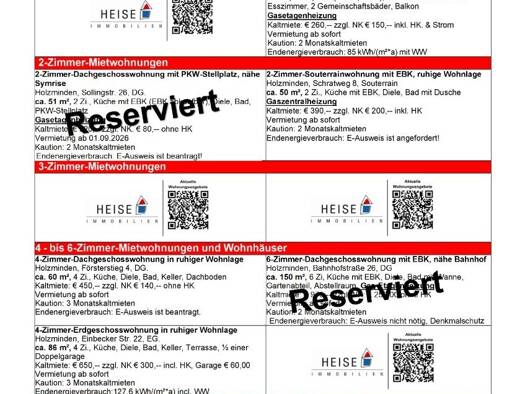 Wohnung zur Miete 99 Zimmer 99 m² Holzminden Holzminden 37603