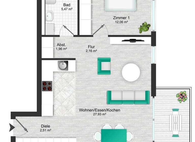 Wohnung zum Kauf 263.764 € 2 Zimmer 56,1 m² 1. Geschoss Kehl 77694