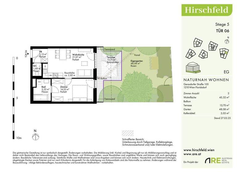 Wohnung zum Kauf - Erstbezug 290.000 € 2 Zimmer 45,3 m² EG Wien 1210
