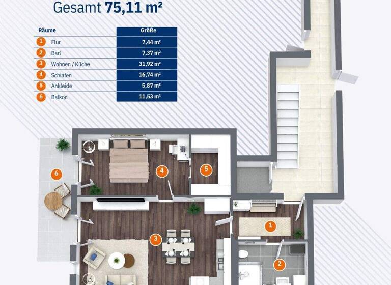 Wohnung zum Kauf provisionsfrei 360.528 € 2 Zimmer 75,1 m² 1. Geschoss Buckau Magdeburg / Buckau 39104