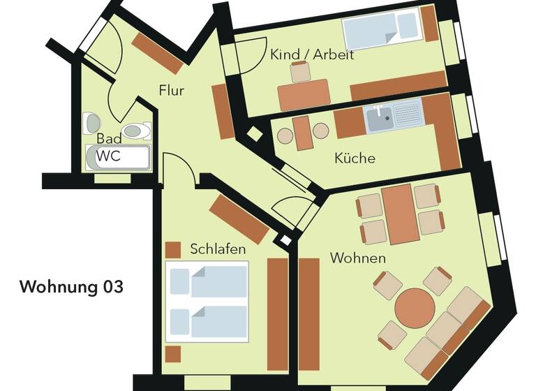 Wohnung zum Kauf 170.000 € 3 Zimmer 72,2 m²<br/>Wohnfläche EG<br/>Geschoss Naußlitz Dresden / Naußlitz 01159
