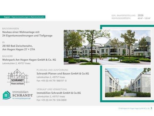 Wohnung zum Kauf - Erstbezug 296.367 € 2 Zimmer 40,4 m² Bad Zwischenahn I Bad Zwischenahn 26160