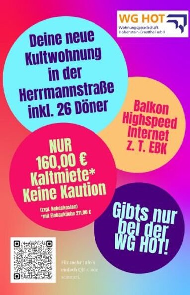 Wohnung zur Miete 160 € 1 Zimmer 29,5 m² 2. Geschoss frei ab sofort Herrmannstraße 4 Hohenstein-Ernstthal Hohenstein-Ernstthal 09337