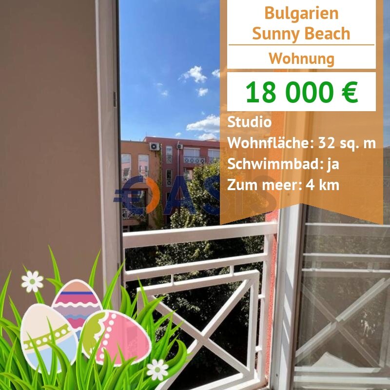 Studio zum Kauf provisionsfrei 18.000 € 1 Zimmer 32 m²<br/>Wohnfläche 5.<br/>Geschoss Sunny Beach 8237