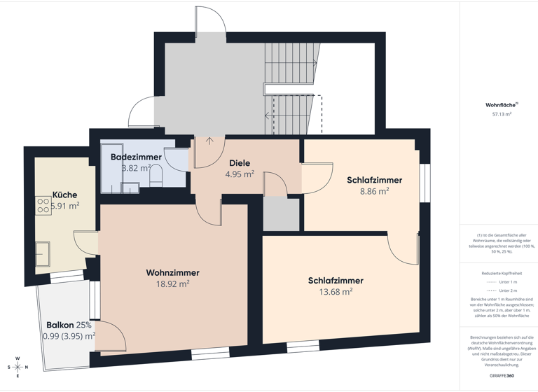 Wohnung zum Kauf 218.000 € 3 Zimmer 56 m² 1. Geschoss frei ab 01.03.2026 Traunreut 83301