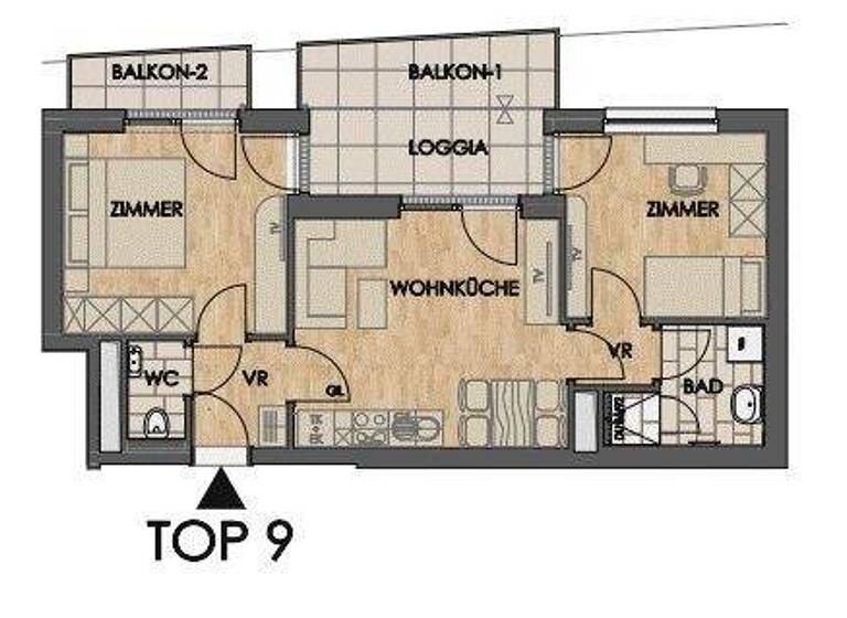 Wohnung zur Miete 821 € 3 Zimmer 49,4 m² 1. Geschoss Wien 1100