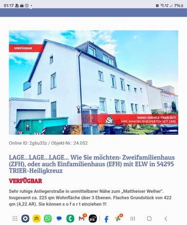 Haus zum Kauf 225 m² 422 m² Grundstück frei ab sofort Memelstraße 17 Neu-Heiligkreuz 1 Trier 54295