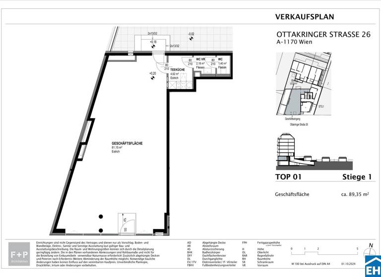Büro zum Kauf - Erstbezug 357.600 € 1 Zimmer 89,4 m² Bürofläche Ottakringer Straße Wien 1170