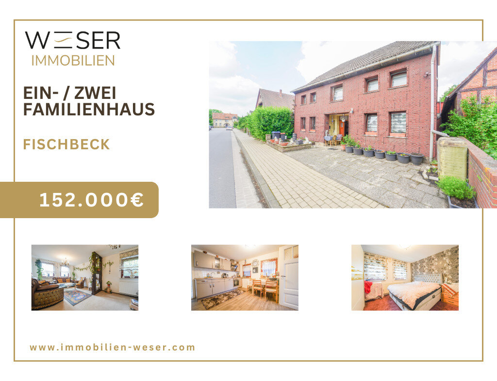 Einfamilienhaus zum Kauf 152.000 € 11 Zimmer 252 m²<br/>Wohnfläche 232 m²<br/>Grundstück Fischbeck Hessisch Oldendorf / Fischbeck (Weser) 31840