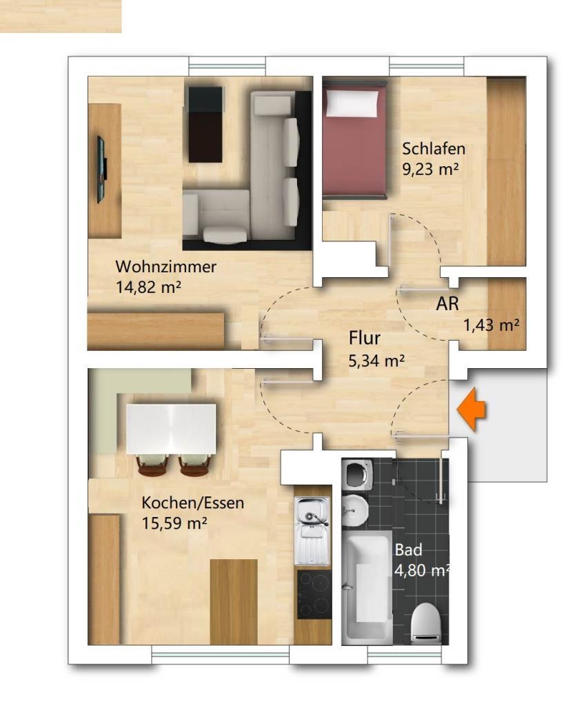 Wohnung zum Kauf 239.900 € 2 Zimmer 51,2 m²<br/>Wohnfläche 2.<br/>Geschoss Ostpark Regensburg 93053