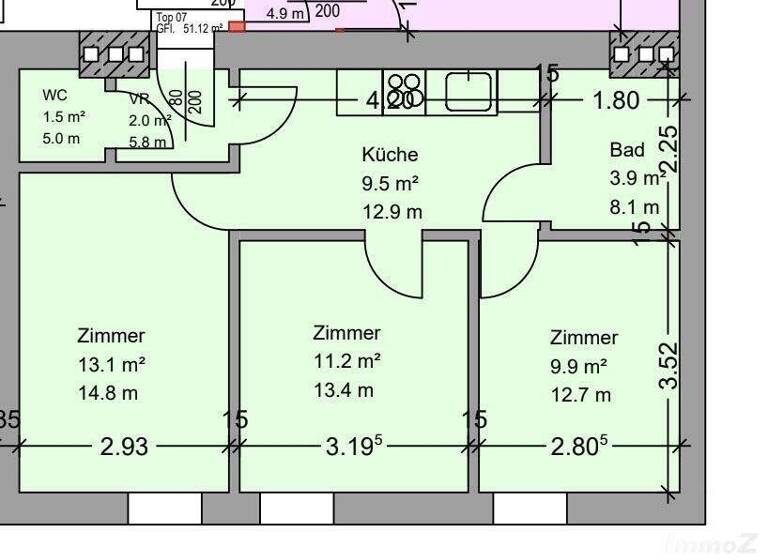 Wohnung zum Kauf 144.900 € 3 Zimmer 51,1 m² 3. Geschoss frei ab 01.04.2026 Eggenberg Graz 8020