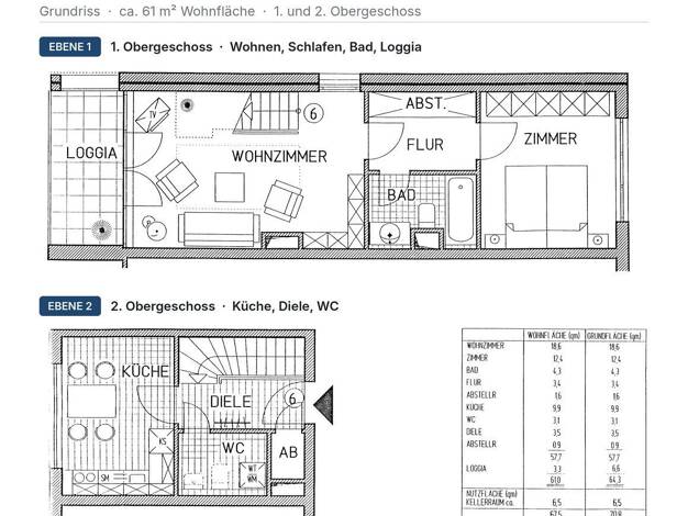 Maisonette zum Kauf provisionsfrei 350.000 € 2 Zimmer 61 m² 2. Geschoss Wallaustraße 65 Neustadt Mainz 55118