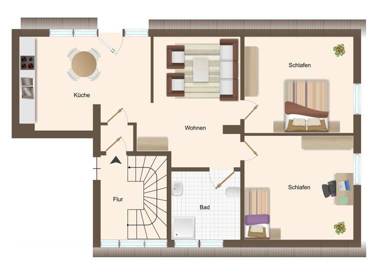 Wohnung zum Kauf 224.000 € 3 Zimmer 65,6 m²<br/>Wohnfläche Dachgeschoss<br/>Geschoss Hasbergen Hasbergen 49205