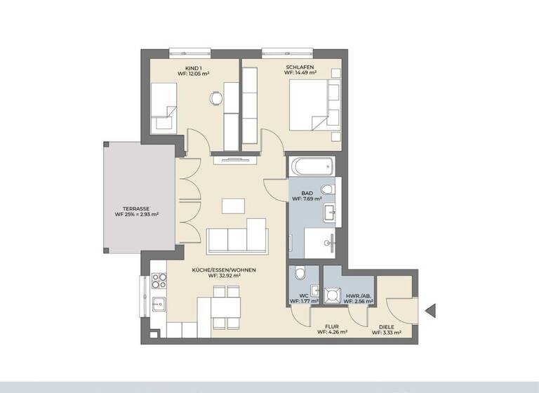 Terrassenwohnung zum Kauf - Erstbezug 459.000 € 3 Zimmer 82 m² EG Carbonnestraße 5 Kleinenbroich Korschenbroich 41352